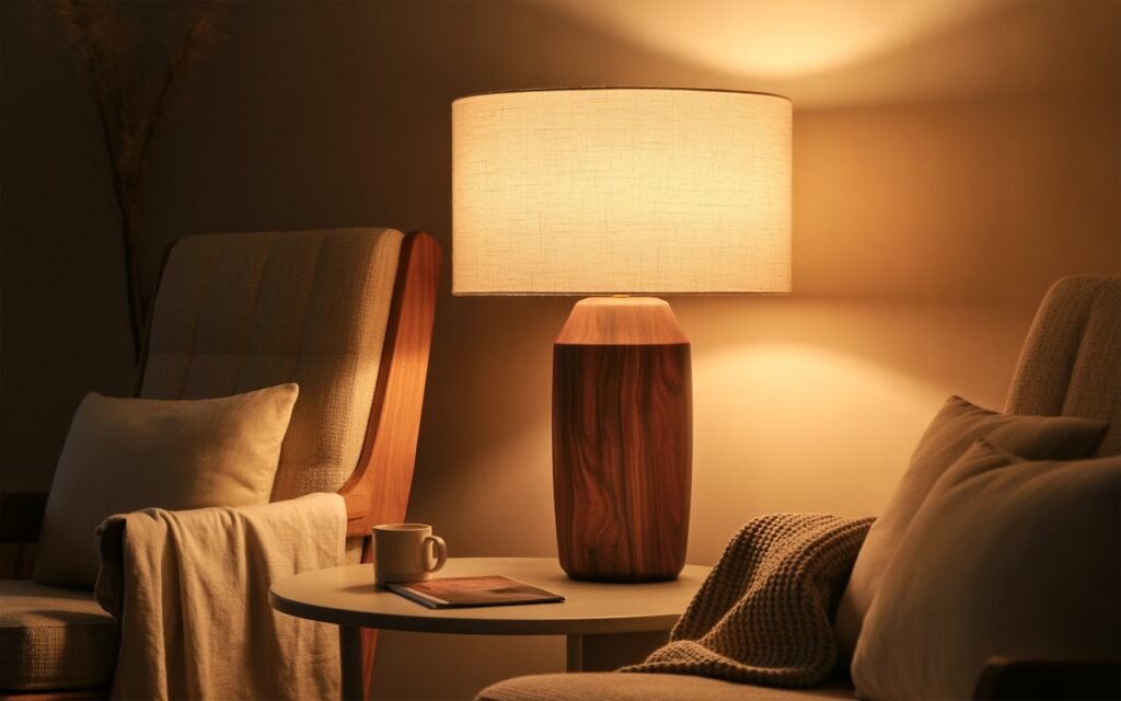 wooden base floor lamp