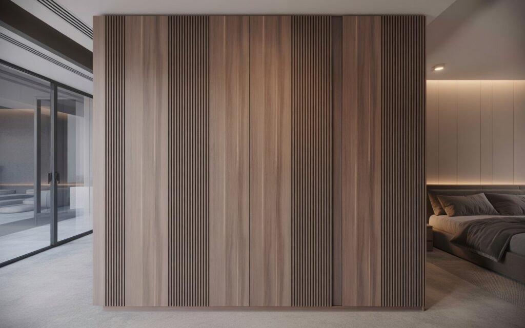 vertical panel wardrobe design for height effect