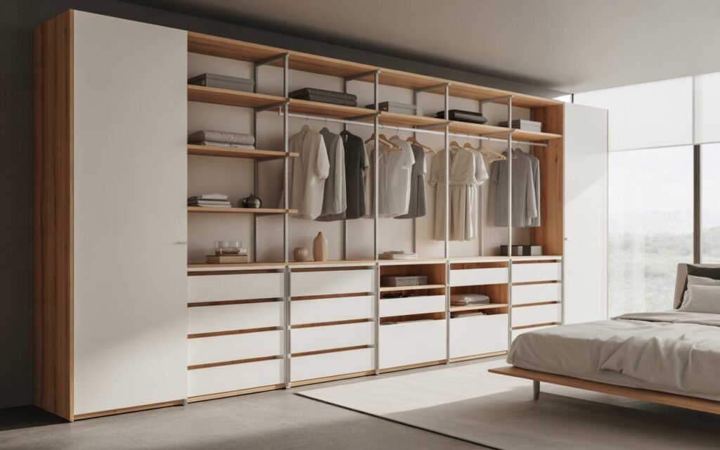 modular wardrobe design for flexible storage
