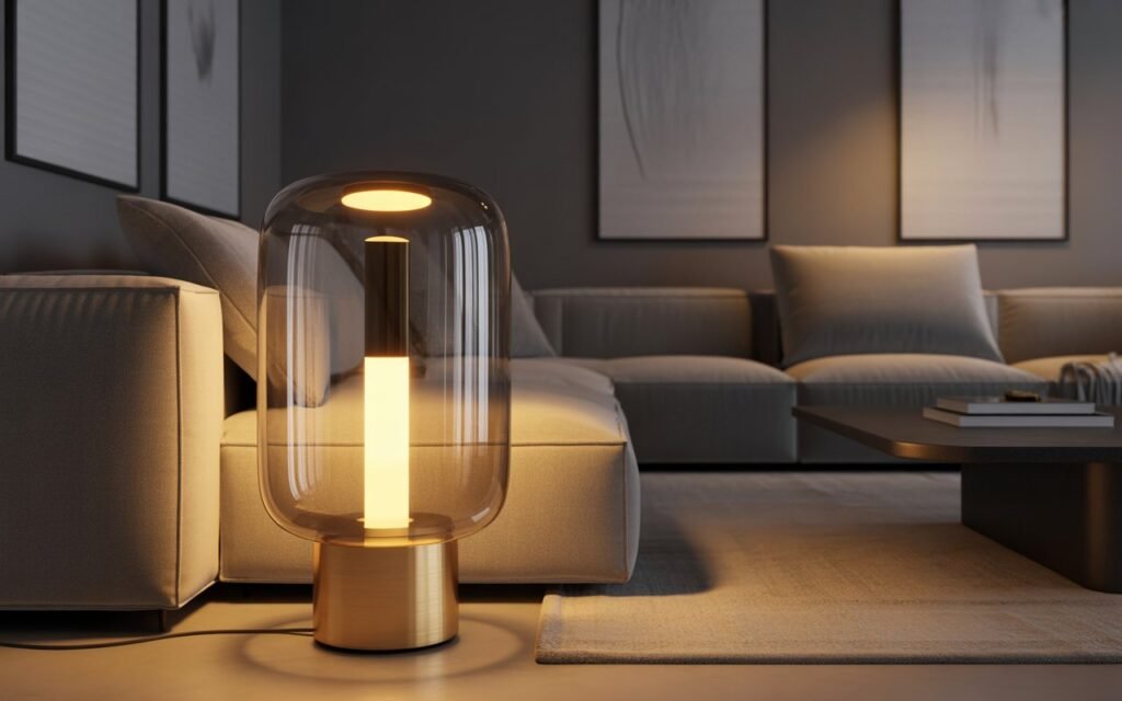 glass shade floor lamp