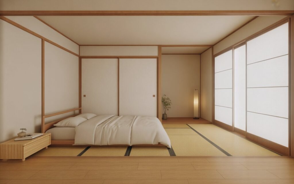 functional japanese bedroom layout minimal design