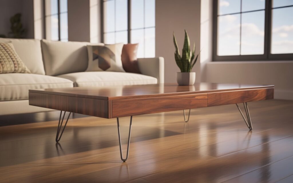 mid century wooden coffee table design