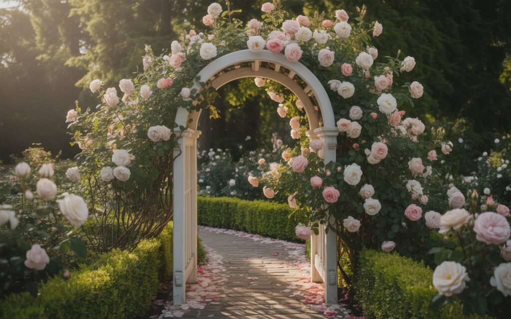 arch trellis garden pathway