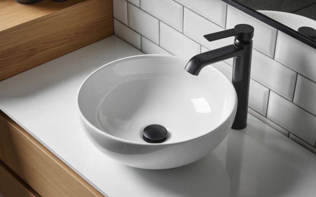 bathroom with new faucet