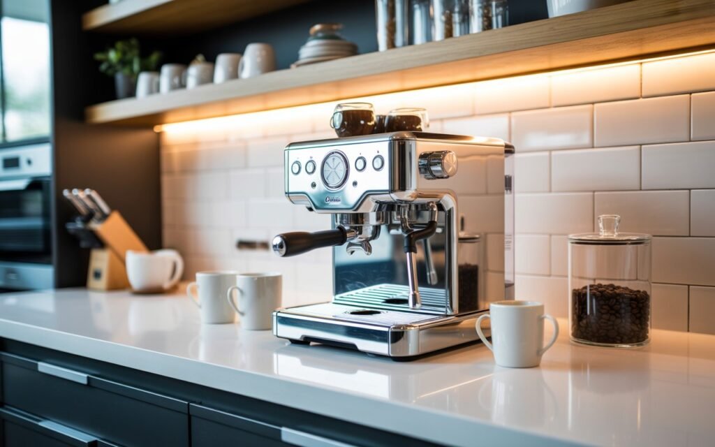 coffee station with coffee machine as centerpiece