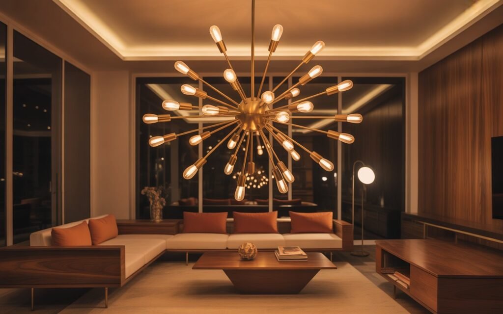 mid century lighting living room
