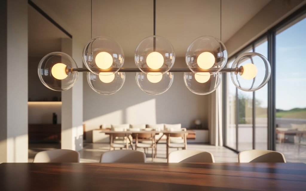 glass globe dining room chandelier