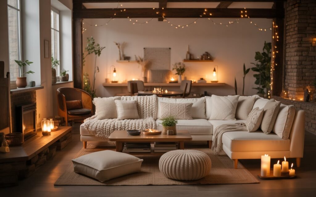 hygge living room seating layout