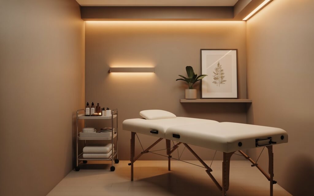 small space massage room setup