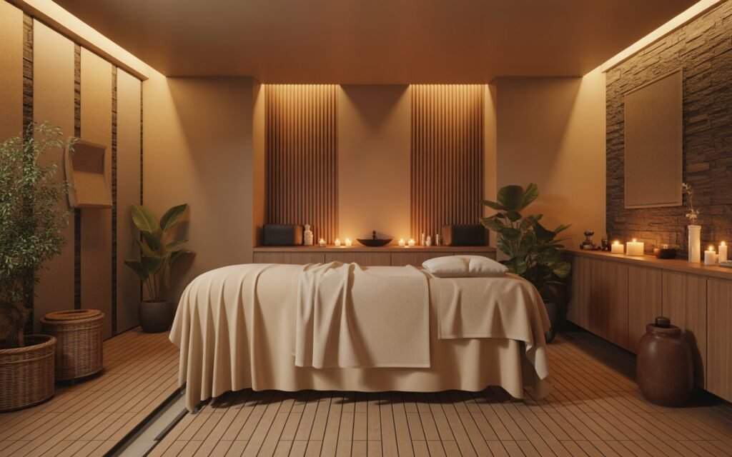 sound and acoustic setup in massage room