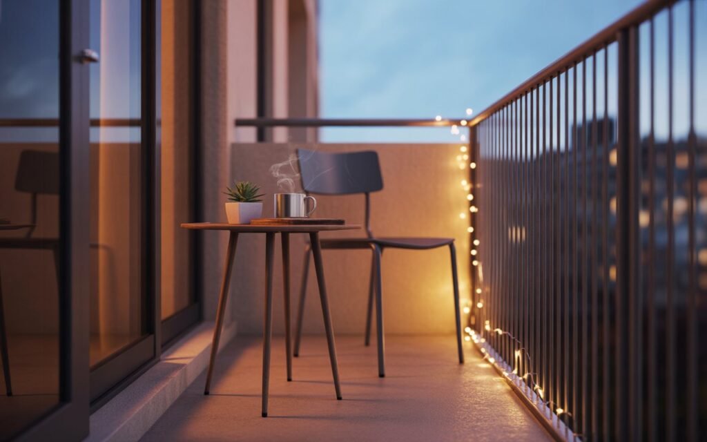 slim table on small balcony
