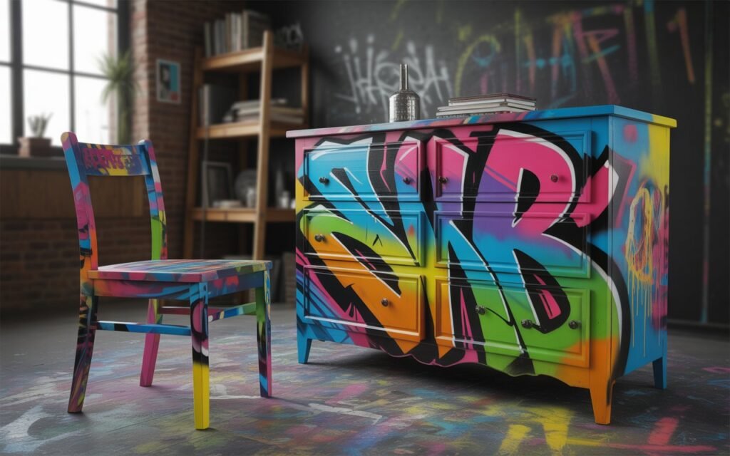 graffiti funky painted furniture