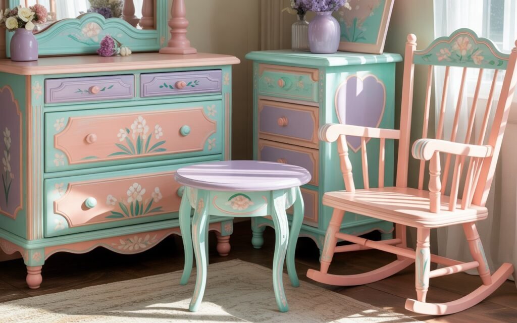 pastel funky painted furniture