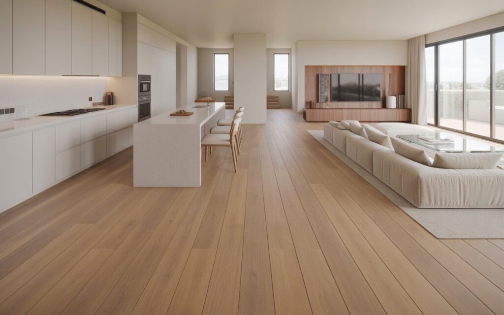 tiny open kitchen and living room with seamless open layout