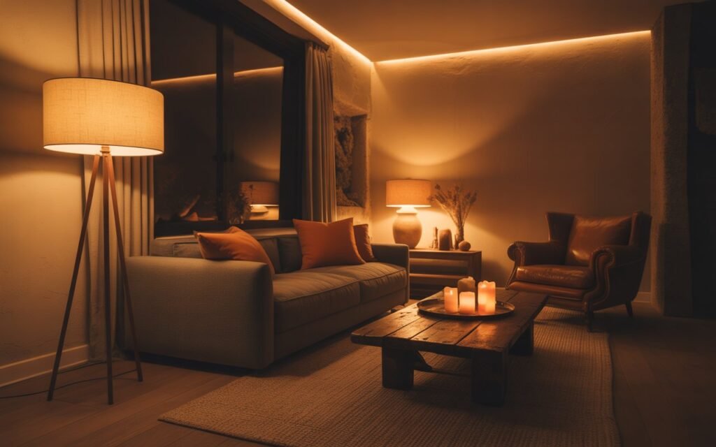 layered lighting with floor lamp