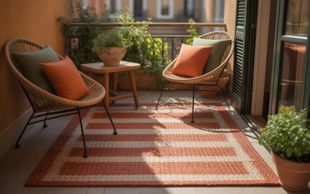 outdoor rug defining balcony space