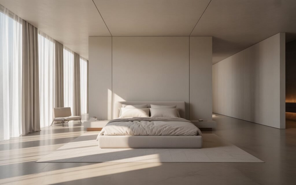 negative space design in luxury bedroom