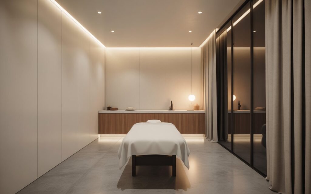minimal clutter free massage room setup