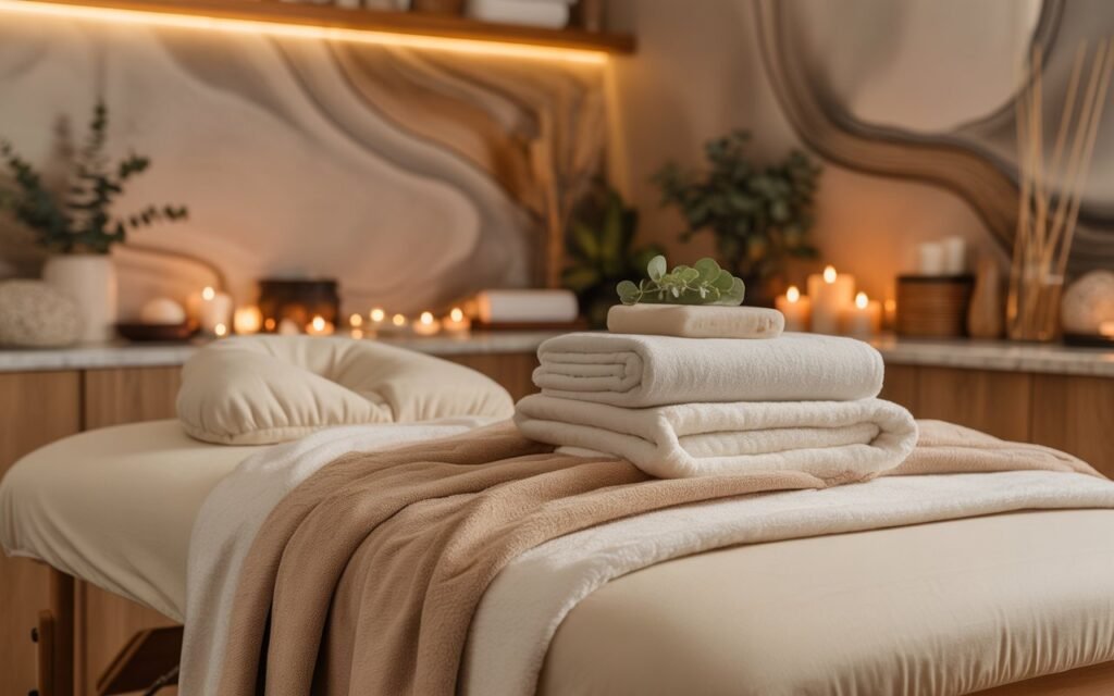soft textile setup in massage room