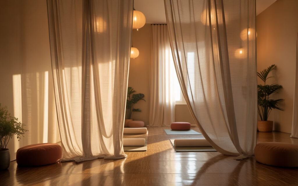 curtain divider for home yoga space