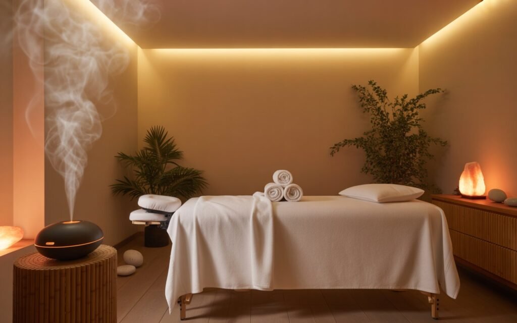 aromatherapy diffuser in massage room
