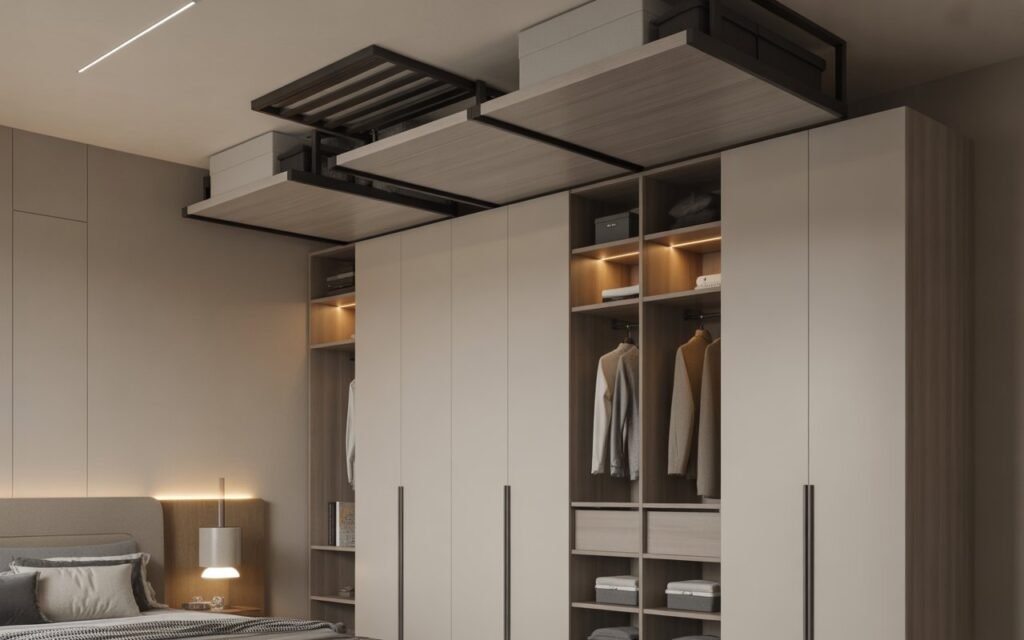 wardrobe with loft storage above