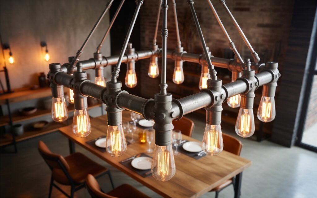 industrial style dining room chandelier