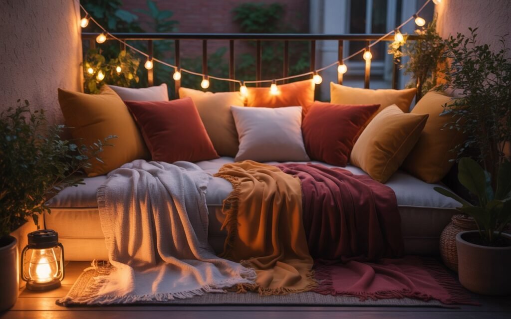 floor seating cozy balcony setup