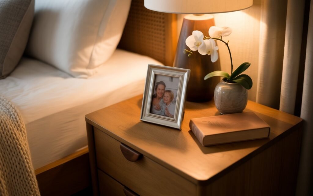 personal touch added to nightstand decor