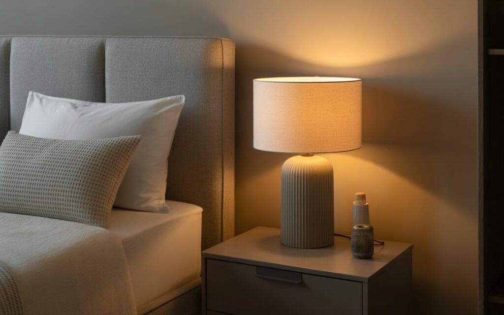 statement lamp as focal point on nightstand