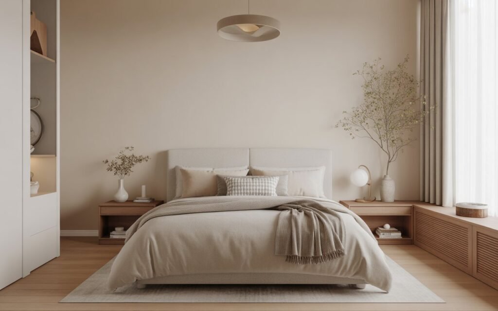 neutral color palette bedroom with soft tones