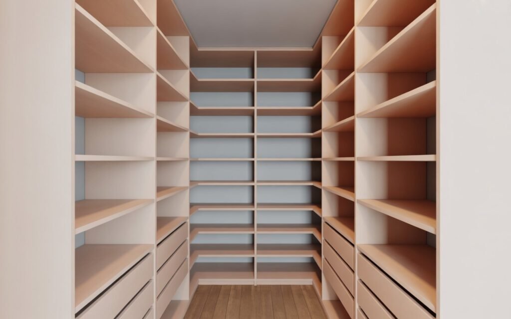 closet shelving with balanced spacing and minimal clutter