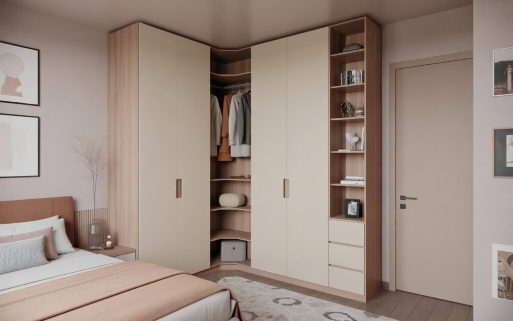 corner wardrobe design for small bedroom