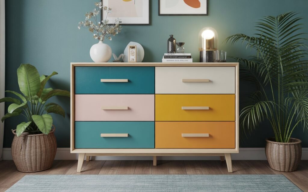 funky painted color block dresser