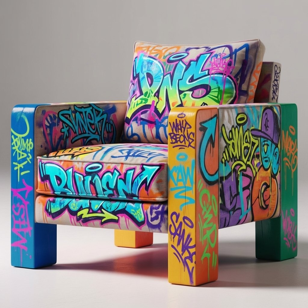 geometric funky painted furniture