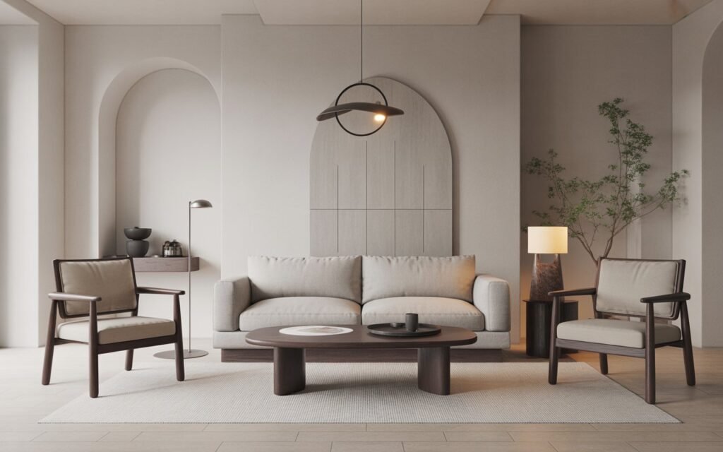 japandi living room with clean lines