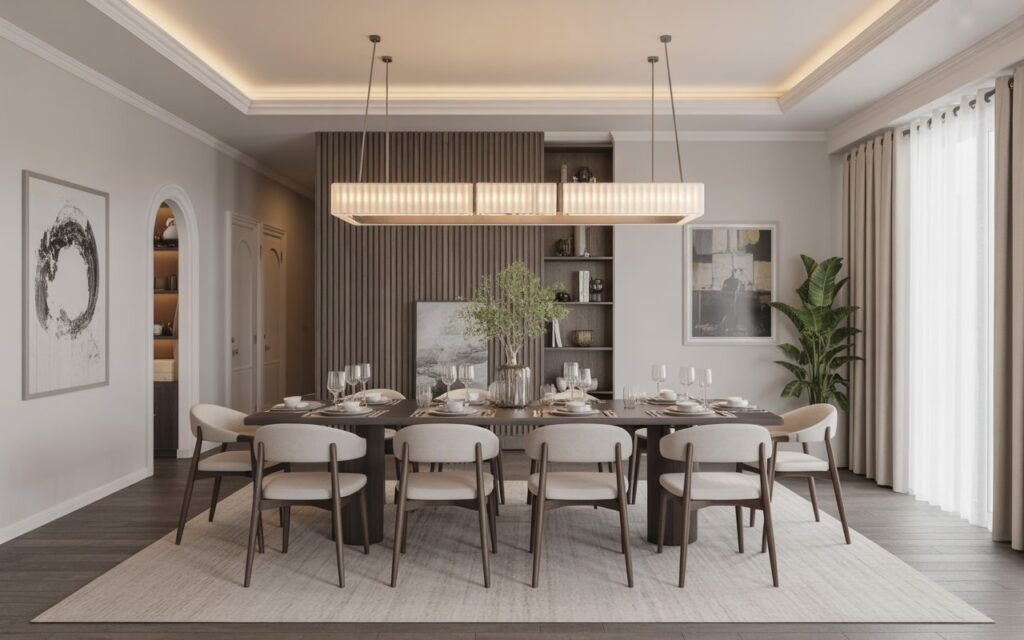 linear chandelier for dining table