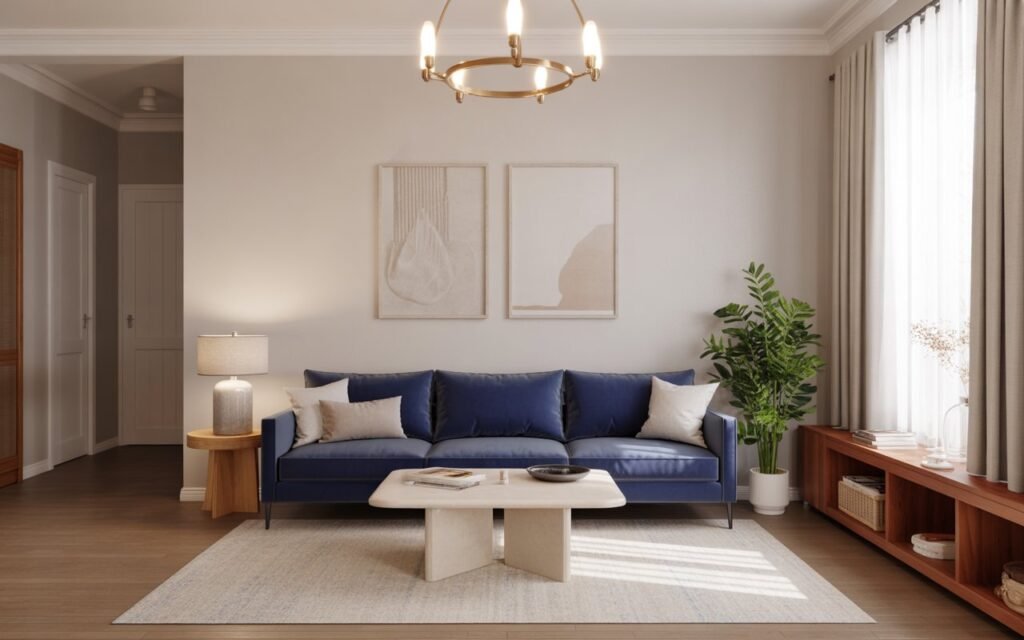 navy blue sofa living room design