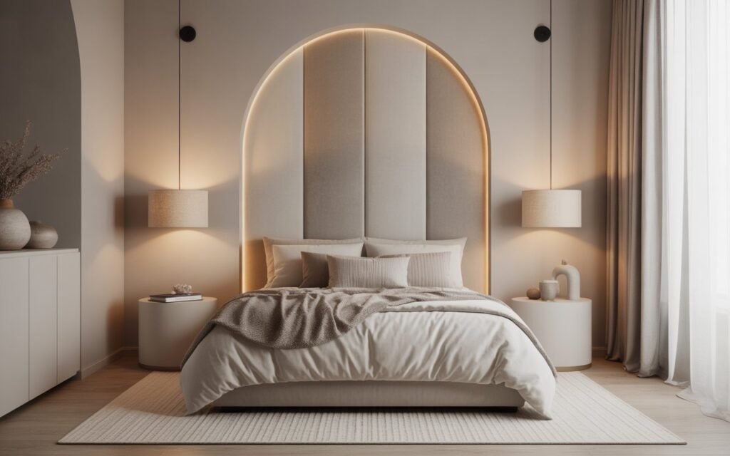 layered neutral tones in luxury bedroom