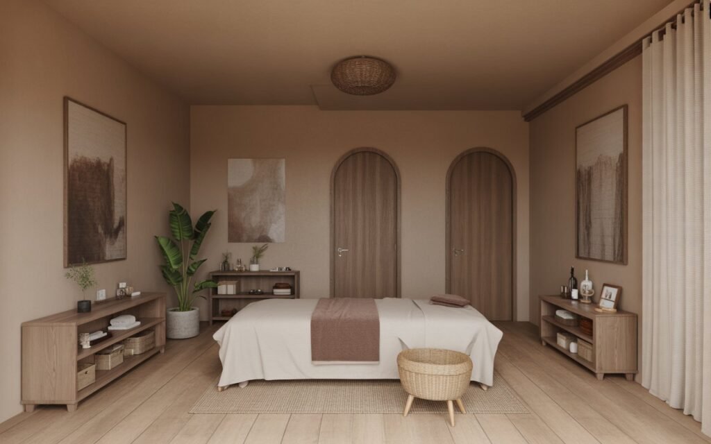 neutral color palette massage room design