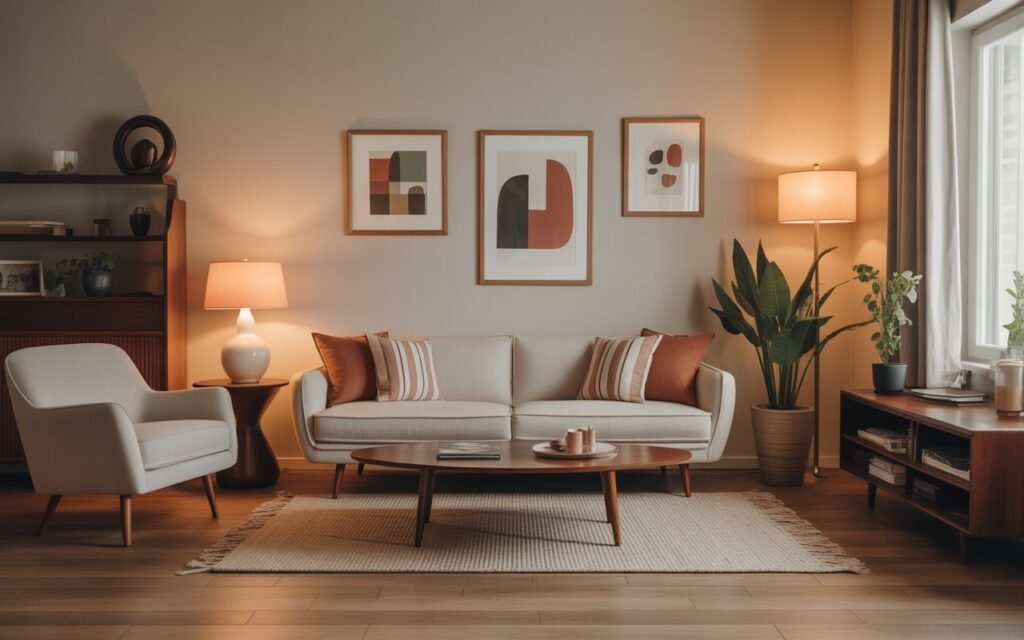 mid century modern low profile sofa living room
