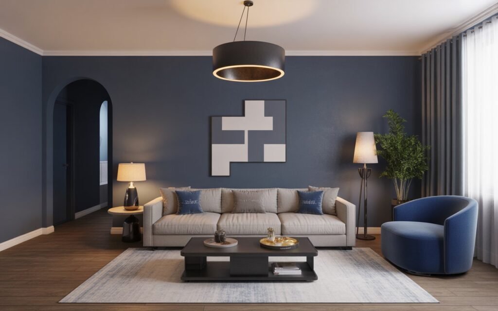 minimal navy living room