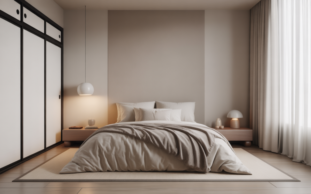 neutral color japanese bedroom soft tones minimalist