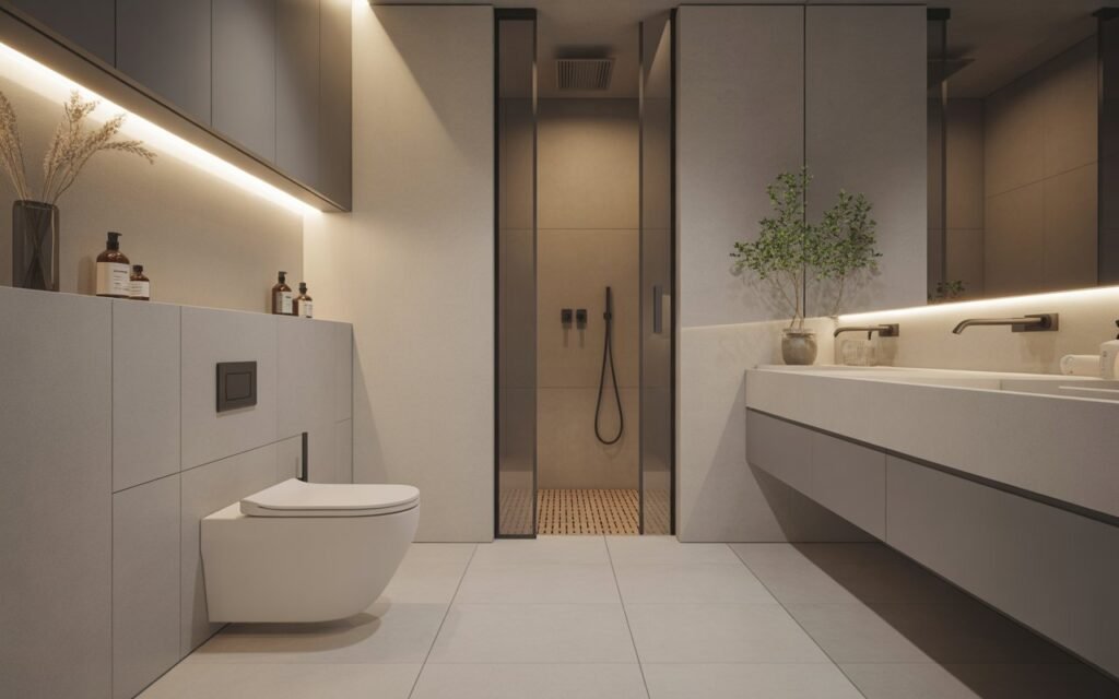 bathroom with modern upgraded toilet design