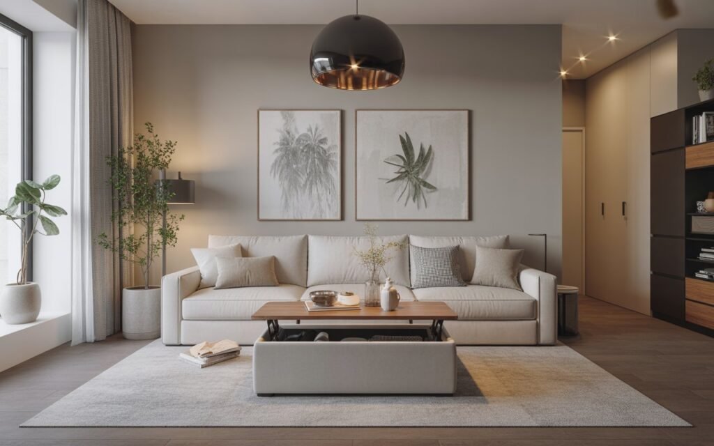 multi functional furniture with hidden storage in small apartment