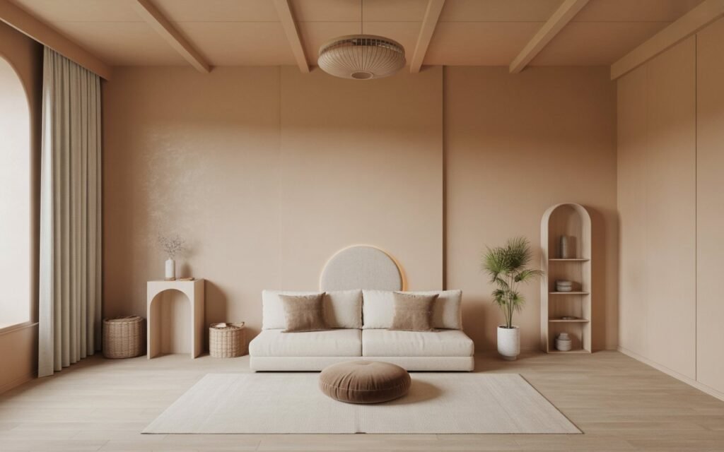 neutral tone home yoga room aesthetic