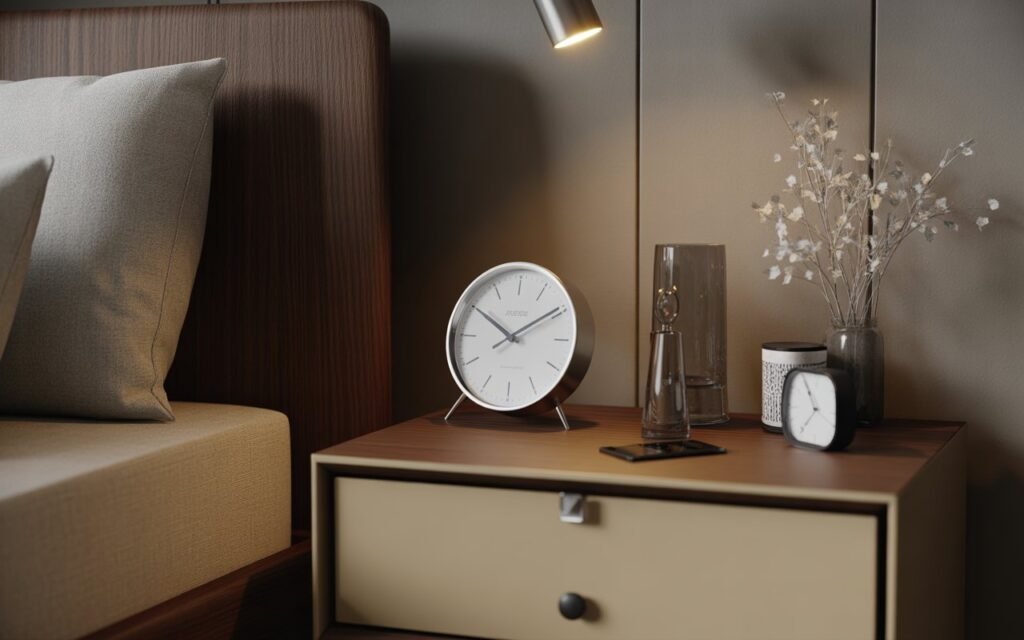 functional accessories styled on nightstand