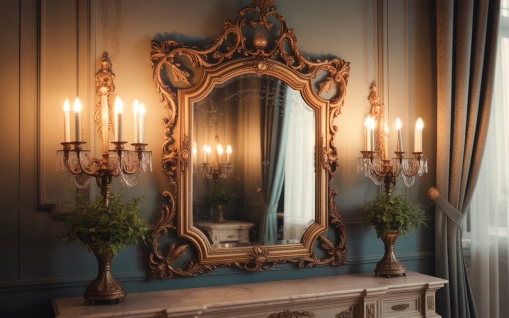 vintage wall mirror with ornate frame