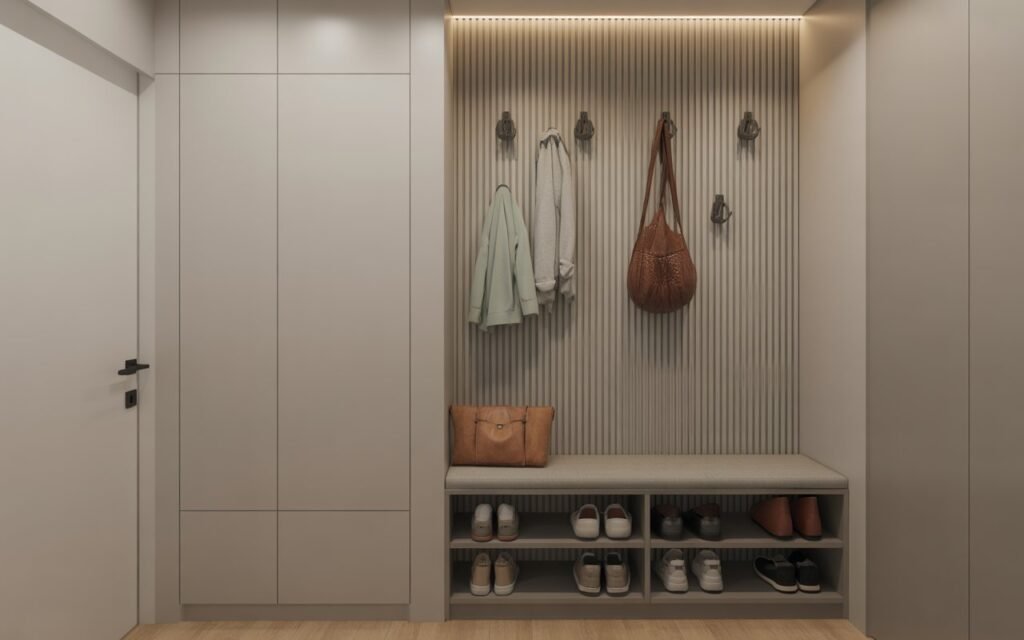 entryway storage setup for small apartment