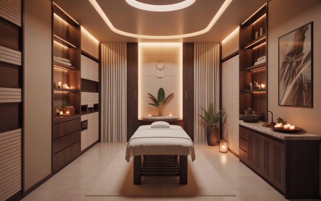spa inspired massage room layout